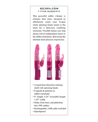 Selopa Rechargeable Bunny - Pink - LUST Depot