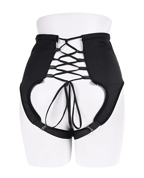 Saffron High Waisted Strap-On Corset - Black - LUST Depot