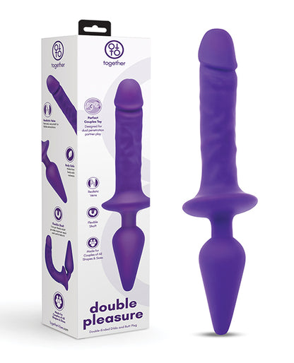 Together Double Pleasure 11"  Double-Ended Dildo & Butt Plug - Purple