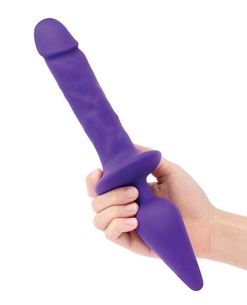 Together Double Pleasure 11"  Double-Ended Dildo & Butt Plug - Purple