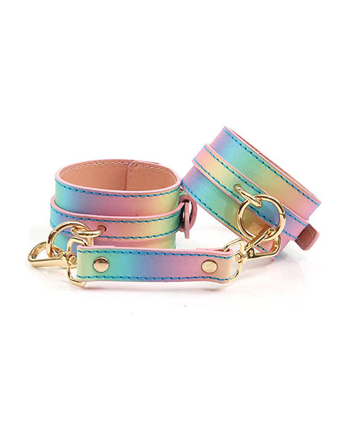 Hello Sexy! Hot Bitch Cuffs & Collar - Iridescent Rainbow