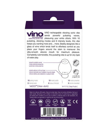 Vedo Vino Rechargeable Sonic Vibe - Purple - LUST Depot