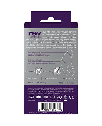 Vedo Rev Rechargeable C Ring - Purple - LUST Depot