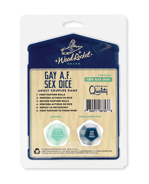 Wood Rocket Gay AF Gay Men Couples Sex Dice Game - Blue - LUST Depot