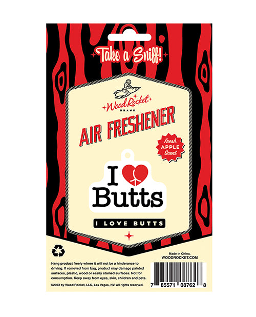 Wood Rocket I Love Butts Air Freshener - Apple - LUST Depot