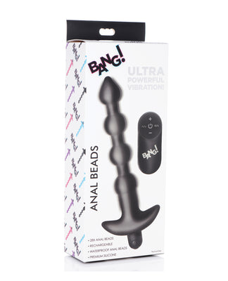 Bang! 28X Vibrating Silicone Anal Beads w/Remote Control - Black