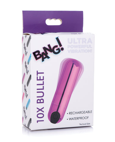 Bang! 10X Rechargeable Vibrating Metallic Bullet - Purple