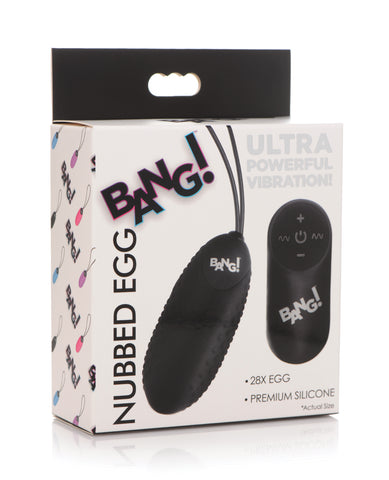 Bang! 28X Nubbed Silicone Egg w/Remote Control - Black