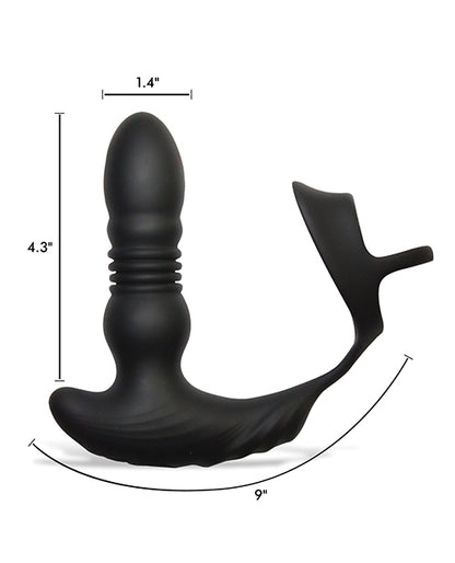 Thunderplugs 10x Thrusting Silicone Vibrator W/cock & Ball Strap & Remote - Black - LUST Depot