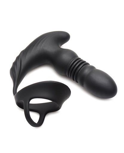 Thunderplugs 10x Thrusting Silicone Vibrator W/cock & Ball Strap & Remote - Black - LUST Depot