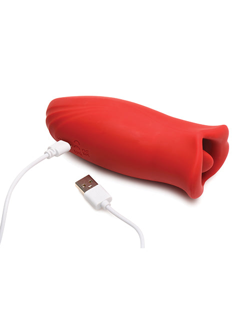 Shegasm Lickgasm Kiss + Tell Silicone Kissing & Vibrating Clitoral Stimulator - Red - LUST Depot