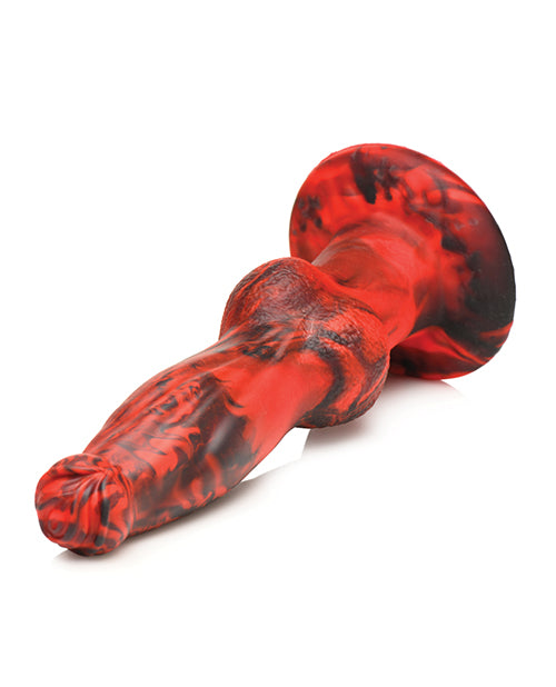 Creature Cocks Hell-Wolf Thrusting & Vibrating Silicone Dildo - Black/Red - LUST Depot