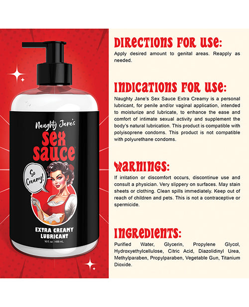 Naughty Jane's Sex Sauce Extra Creamy Lubricant - 16 oz - LUST Depot