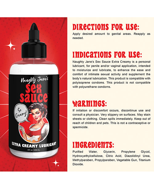 Naughty Jane's Sex Sauce Extra Creamy Lubricant - 8 oz - LUST Depot