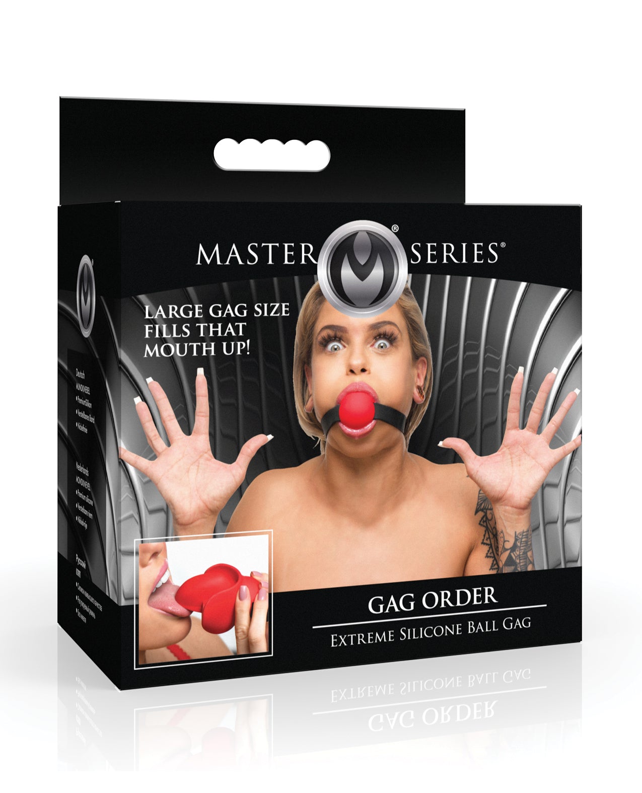 Master Series Gag Order Extreme Silicone Ball Gag - Red/Black