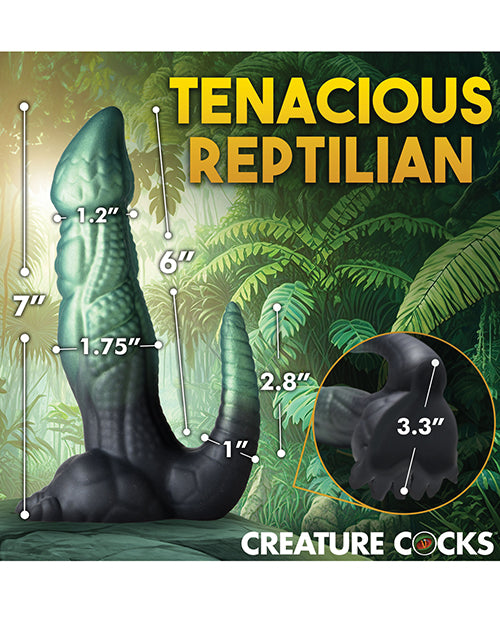 Creature Cocks Dickosaur Dinosaur Silicone Dildo - Black/Teal - LUST Depot