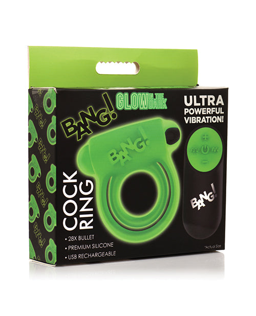 Bang! Glow in the Dark 28X Remote Controlled Cock Ring - LUST Depot