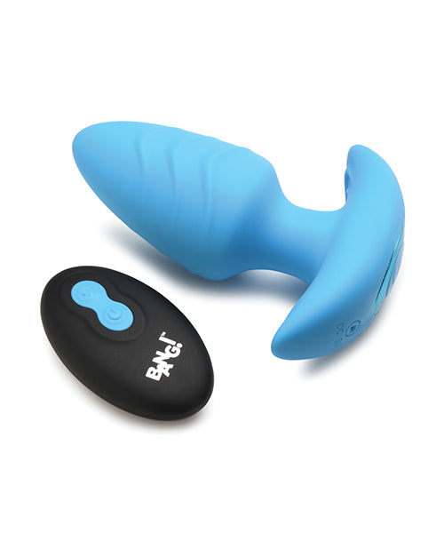 Bang! Rotating & Vibrating Tapered Butt Plug w/Remote - Blue