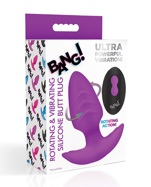 Bang! Rotating & Vibrating Tapered Butt Plug w/Remote - Purple