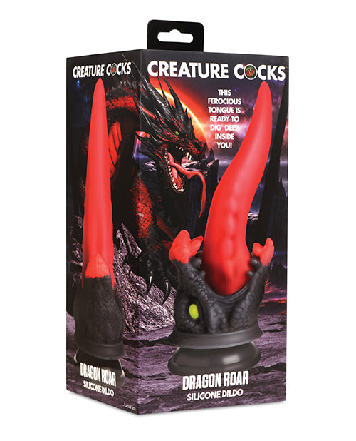 Creature Cocks Dragon Roar Silicone Dildo - Red/Black - LUST Depot