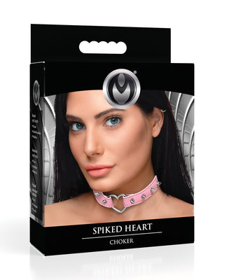 Master Series Spiked Heart Choker - Pink