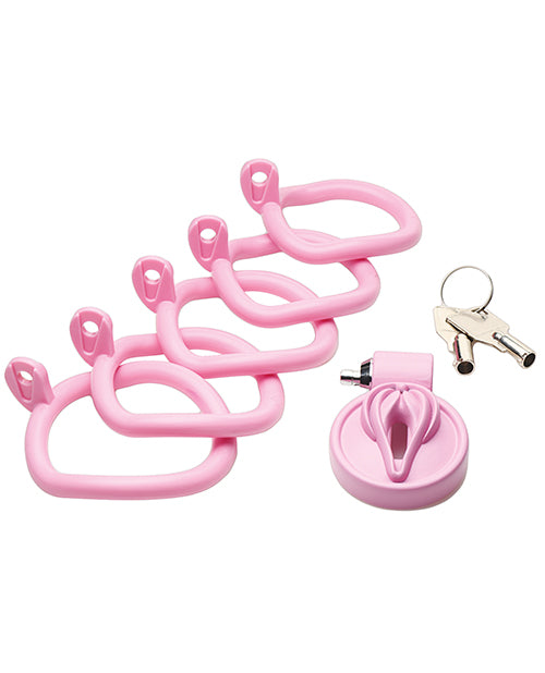 Master Series Pussification Vulva Locking Chasity Cage - Pink - LUST Depot