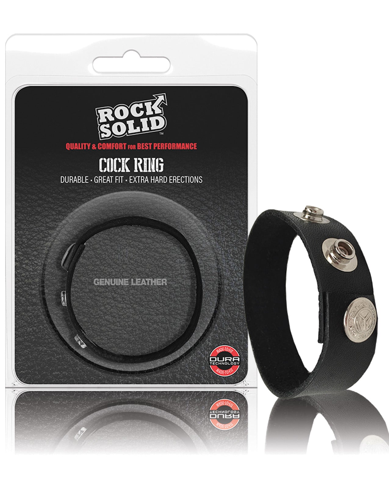 Rock Solid Leather 3 Snap Cockring - Black - LUST Depot