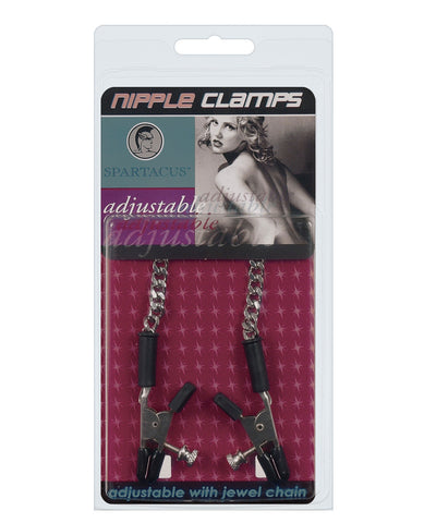 Spartacus Adjustable Alligator Nipple Clamps W-silver Chain