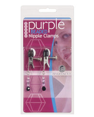 Spartacus Adjustable Broad Tip Nipple Clamps W-purple Beads