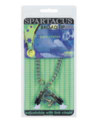 Spartacus Adjustable Broad Tip Nipple Clamps W-link Chain