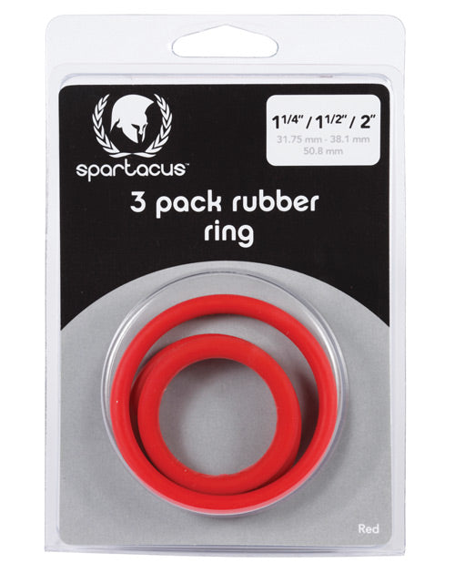 Spartacus Rubber Cock Ring Set - Red Pack Of 3 - LUST Depot