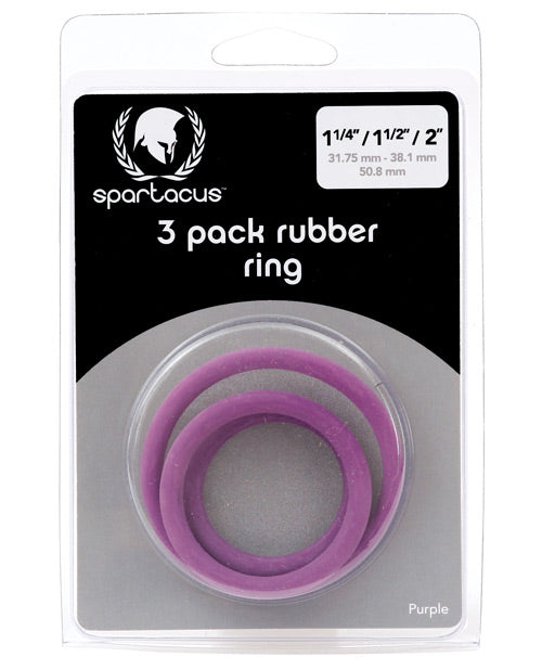 Spartacus Rubber Cock Ring Set - Purple Pack Of 3 - LUST Depot