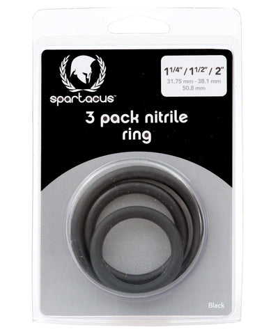 Spartacus Nitrile Cock  Ring Set - Black Pack Of 3