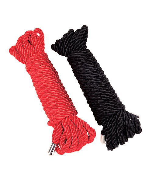 Whipsmart Heartbreaker Satin Bdsm Rope - Black/red Set Of 2 - LUST Depot