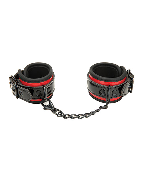 Whipsmart Heartbreaker Deluxe Buckle Love Cuffs - Black/red - LUST Depot