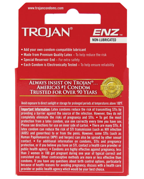 Trojan Enz Non-lubricated - Box Of 3 - LUST Depot