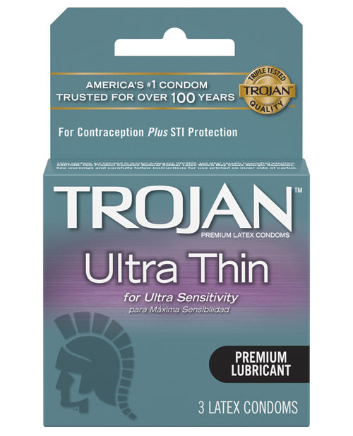 Trojan Ultra Thin Lubricated Condoms - Box Of 3 - LUST Depot