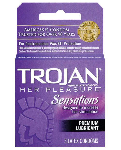 Trojan Her Pleasure Condoms - Box Of 3 - LUST Depot