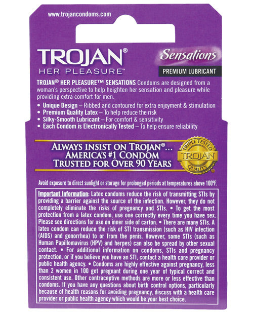 Trojan Her Pleasure Condoms - Box Of 3 - LUST Depot