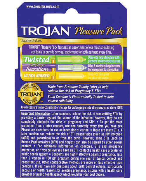 Trojan Pleasure Pack Condoms - Box Of 3 - LUST Depot