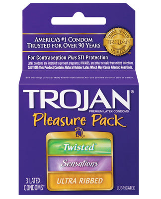 Trojan Pleasure Pack Condoms - Box Of 3