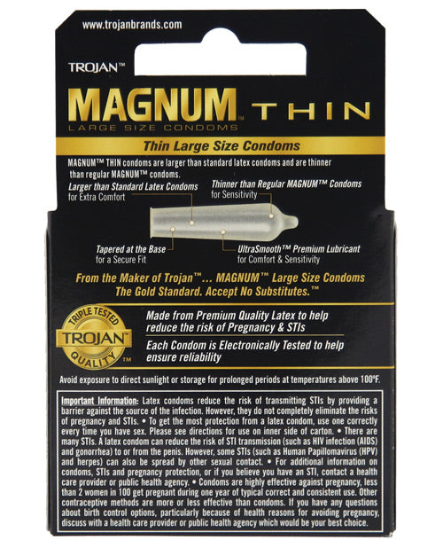 Trojan Magnum Thin Condoms - Box Of 3 - LUST Depot