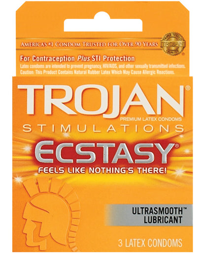 Trojan Ultra Ribbed Ecstasy Condoms - Box Of 3 - LUST Depot