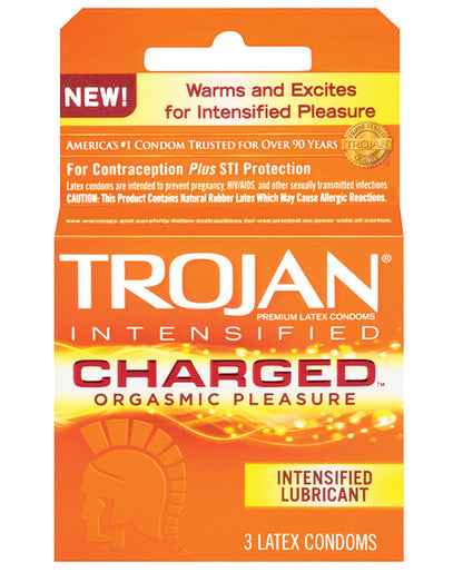 Trojan Intensified Charged Condoms - Box Of 3 - LUST Depot