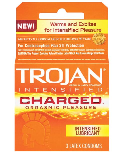 Trojan Intensified Charged Condoms - Box Of 3 - LUST Depot
