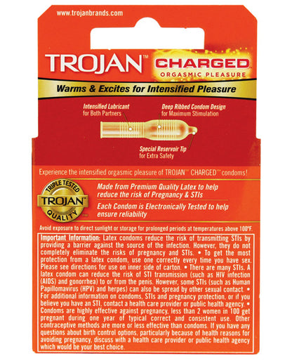 Trojan Intensified Charged Condoms - Box Of 3 - LUST Depot