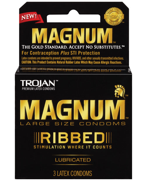 Trojan Magnum Ribbed Condoms - Box Of 3 - LUST Depot