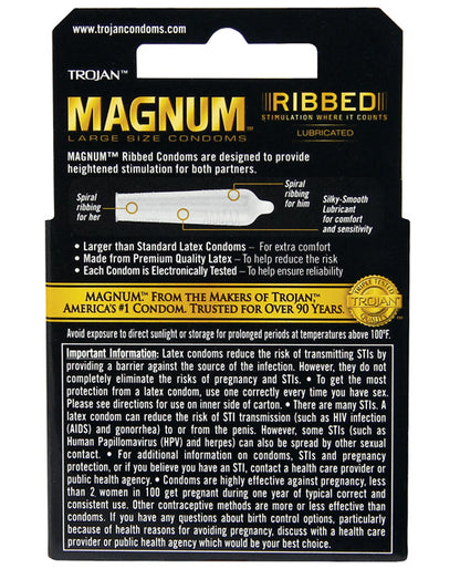 Trojan Magnum Ribbed Condoms - Box Of 3 - LUST Depot