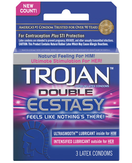 Trojan Double Ecstasy Condom - Box Of 3 - LUST Depot