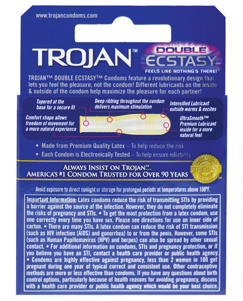 Trojan Double Ecstasy Condom - Box Of 3 - LUST Depot